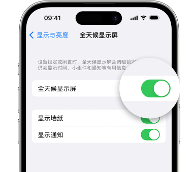 惠州苹果15预约维修分享iPhone15如何设置全天候显示屏幕可见 